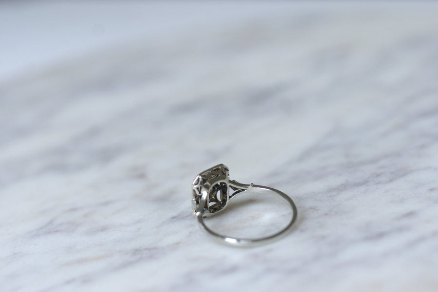 Square Art Deco Ring, White Gold, Platinum and Diamonds - Penelope Gallery