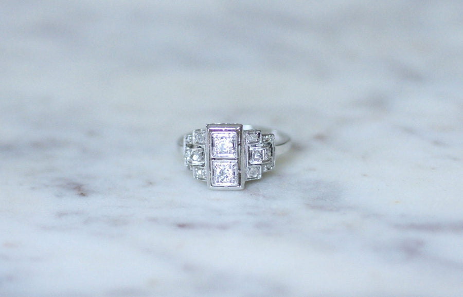 Art Deco diamond on platinum ring - Galerie Pénélope