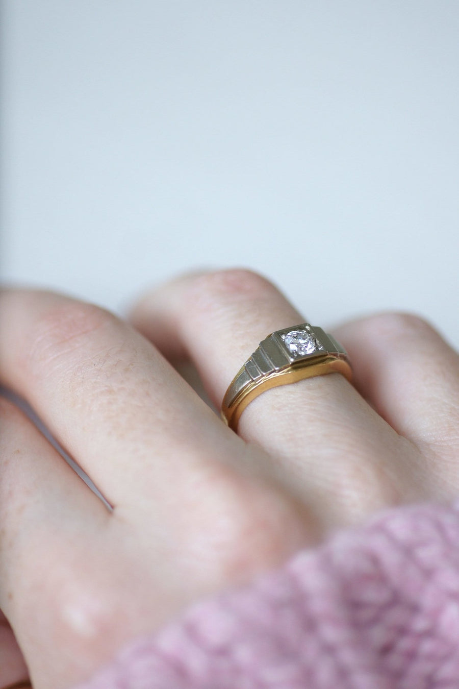 Two gold and diamond Art Deco staircase ring - Penelope Gallery