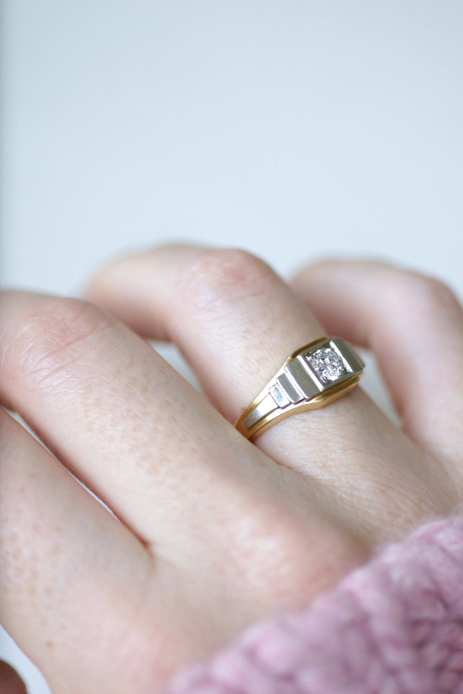 Two gold and diamond Art Deco staircase ring - Penelope Gallery