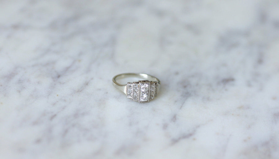 Art Deco staircase diamond ring - Penelope Gallery