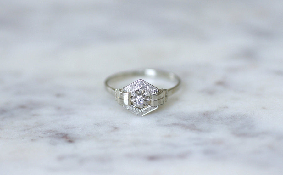 Art Deco geometric diamond ring - Penelope Gallery