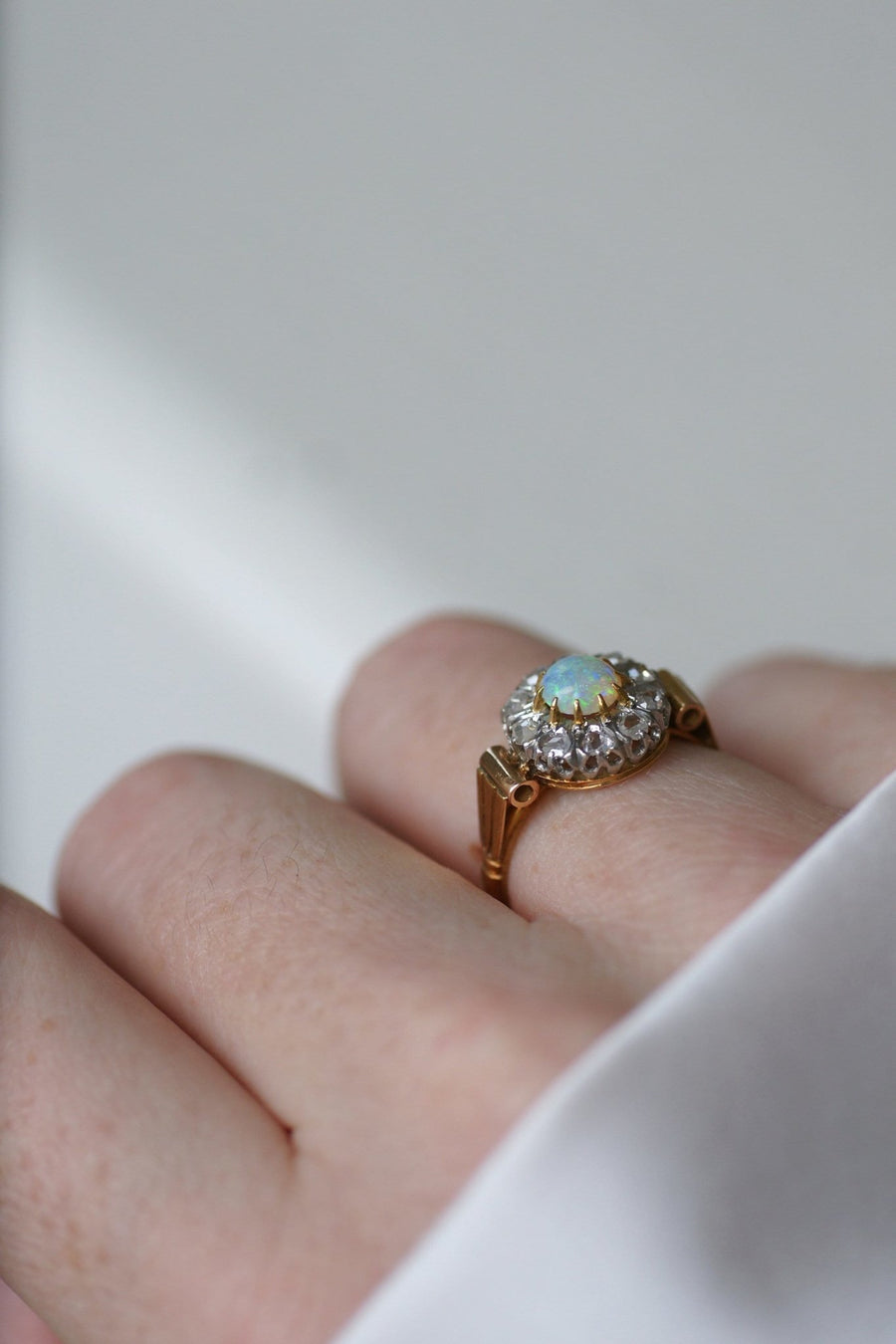 Art Deco diamond opal daisy ring - Penelope Gallery