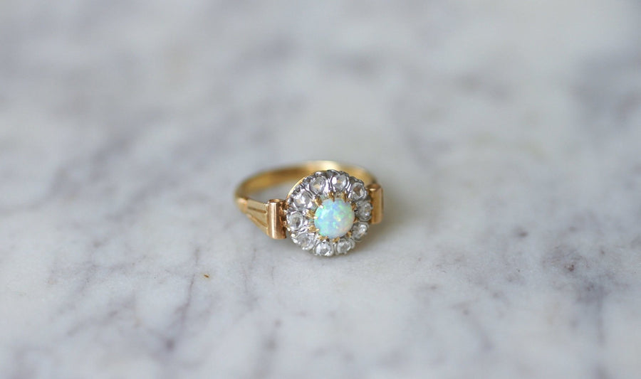 Art Deco diamond opal daisy ring - Penelope Gallery