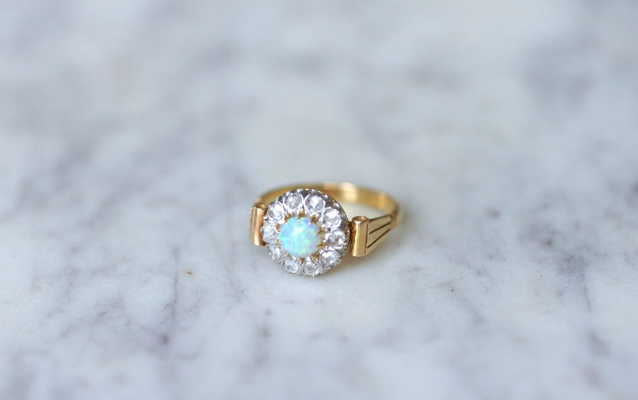 Art Deco diamond opal daisy ring - Penelope Gallery