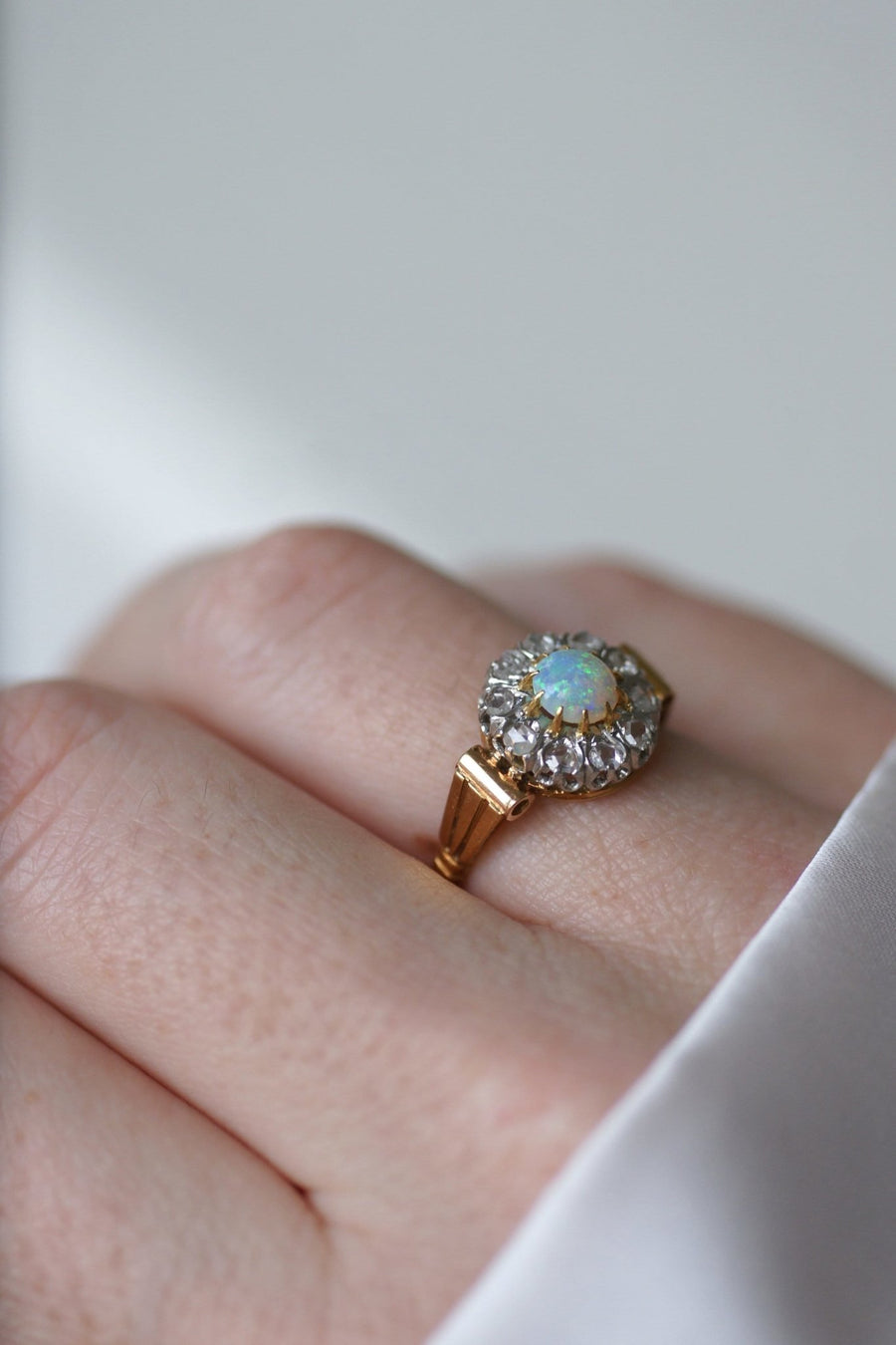 Art Deco diamond opal daisy ring - Penelope Gallery