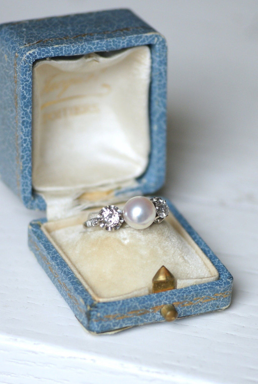 Art Deco pearl and diamond ring - Galerie Pénélope