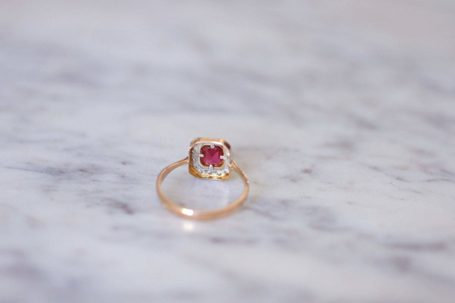 Art Deco red stone and diamond ring - Galerie Pénélope