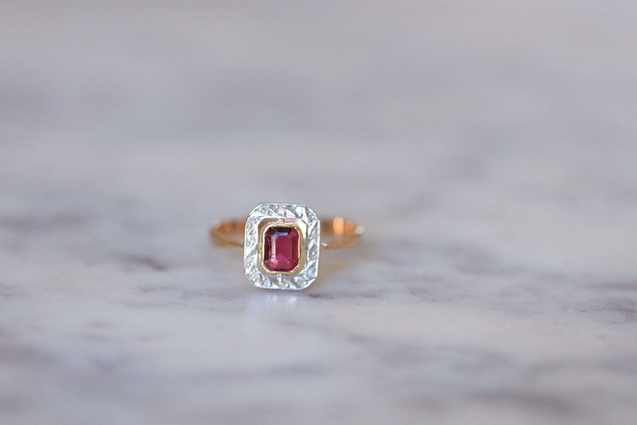 Art Deco red stone and diamond ring - Galerie Pénélope