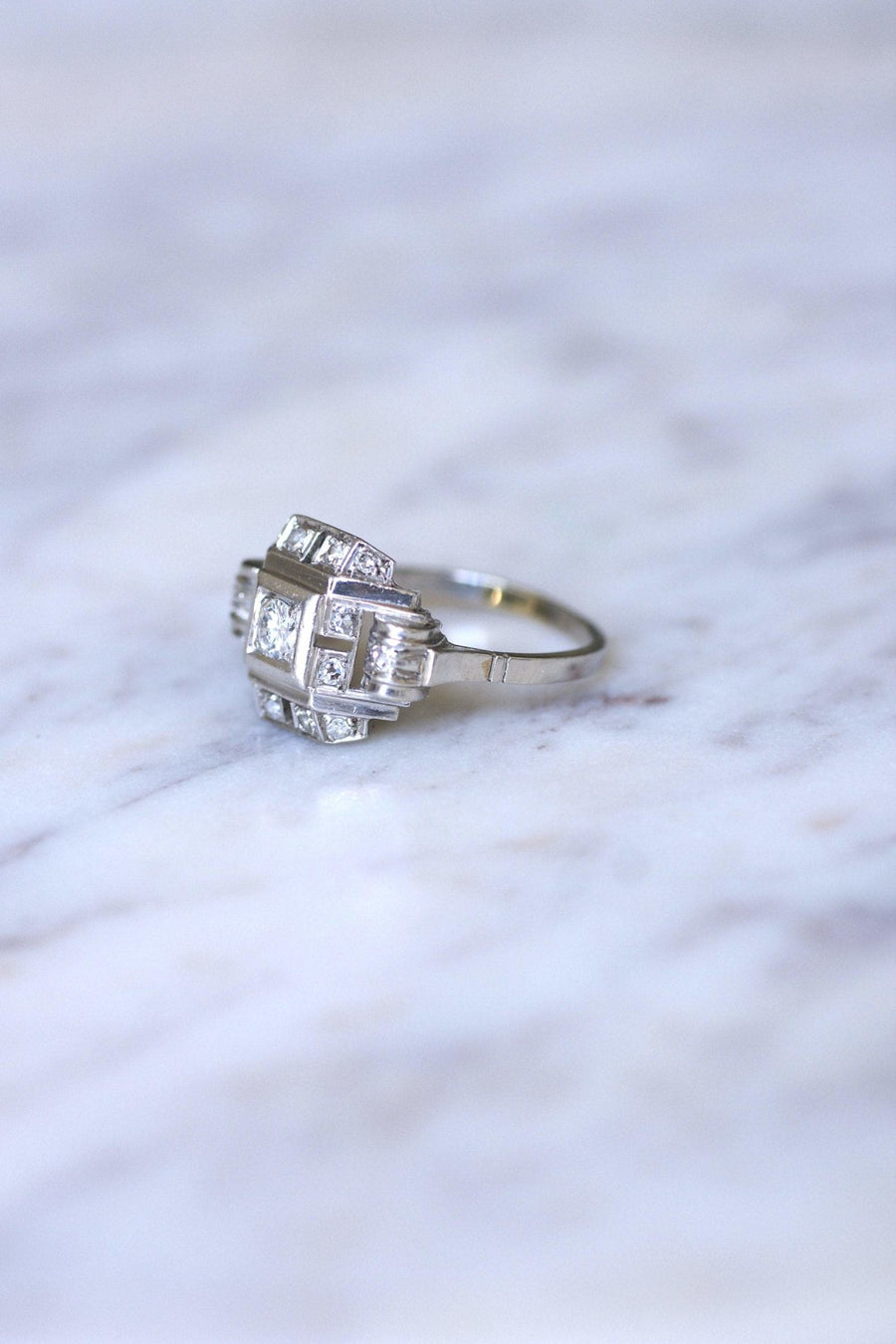 Art Deco Platinum and Diamond Ring - Penelope Gallery