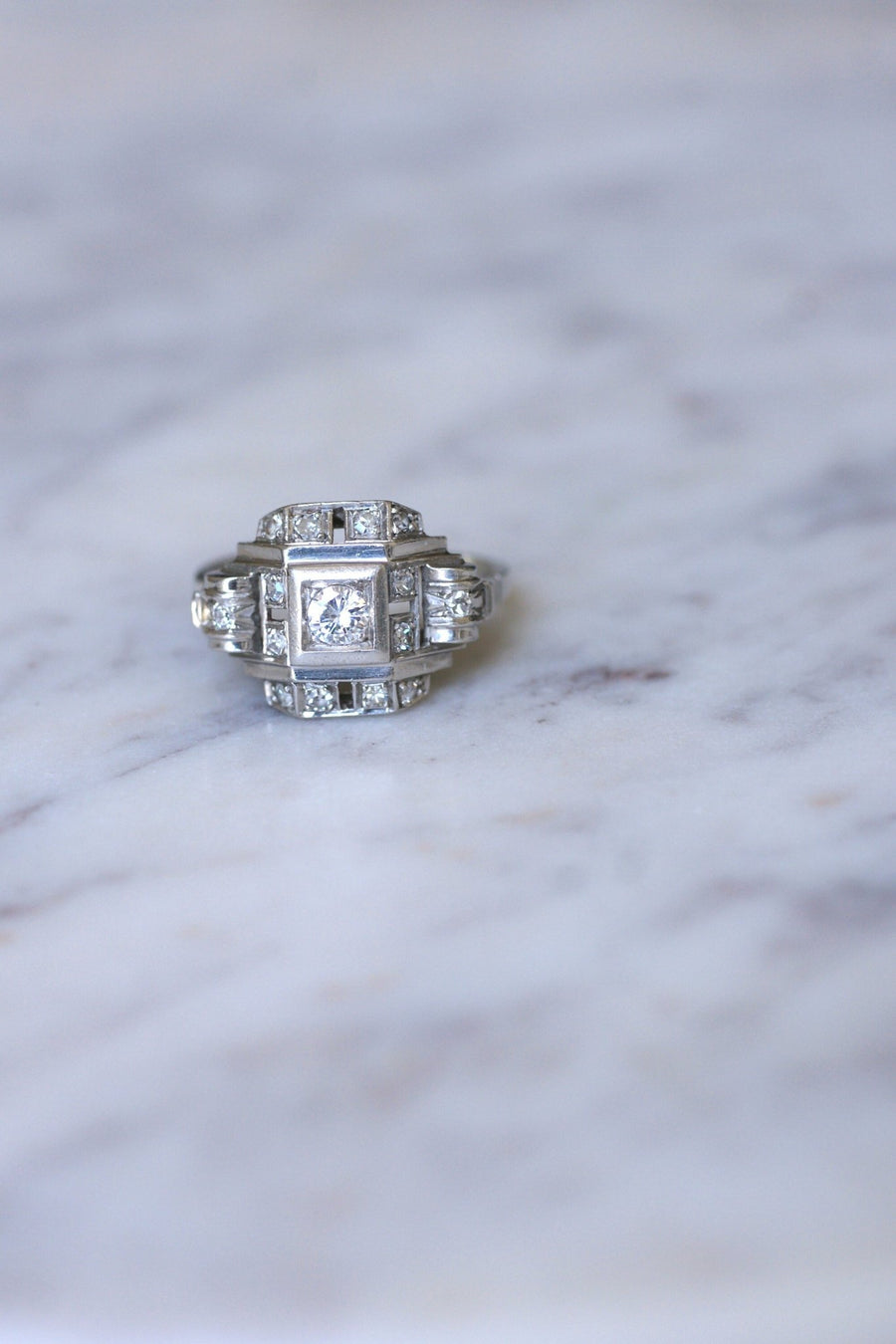 Art Deco Platinum and Diamond Ring - Penelope Gallery