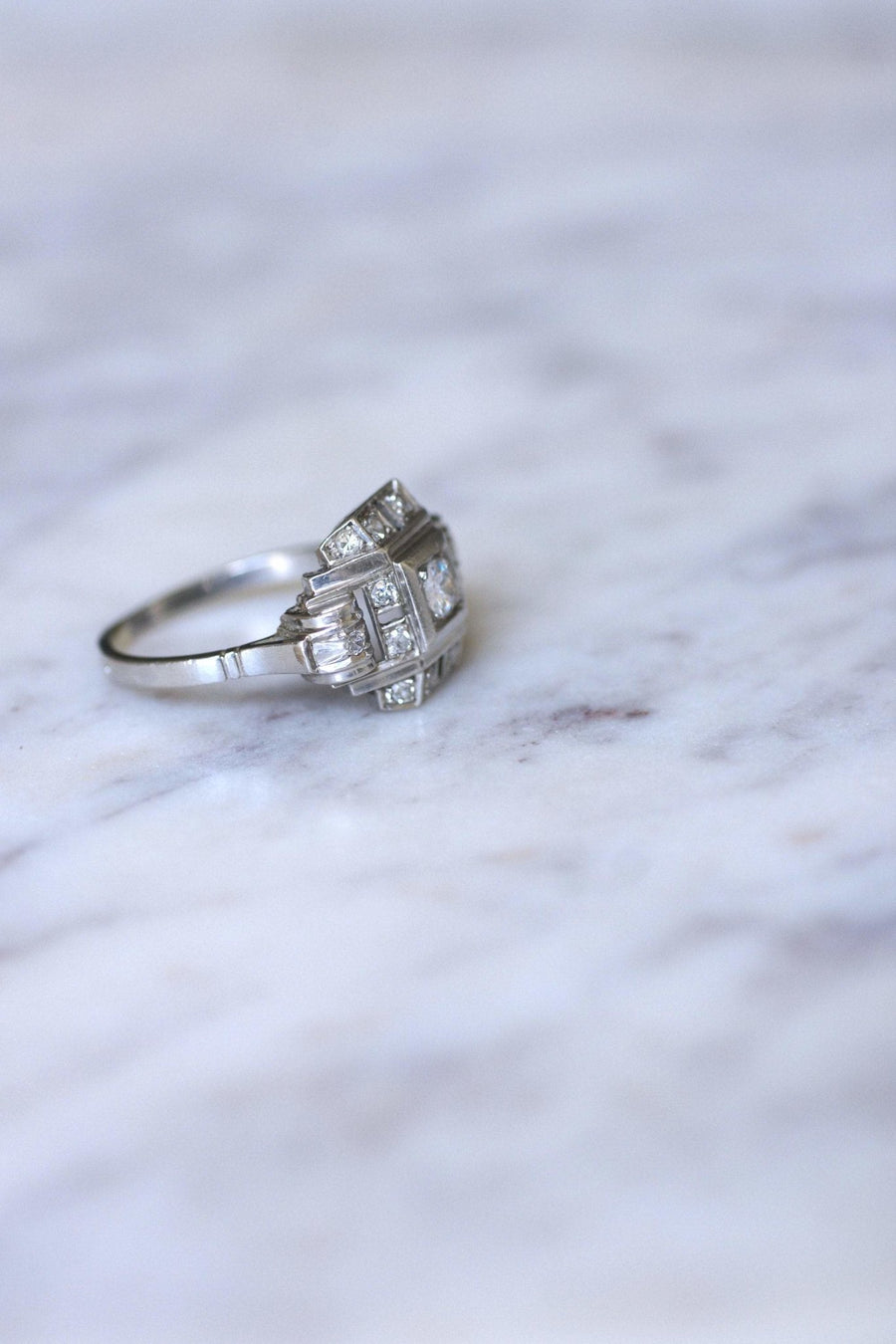 Art Deco Platinum and Diamond Ring - Penelope Gallery