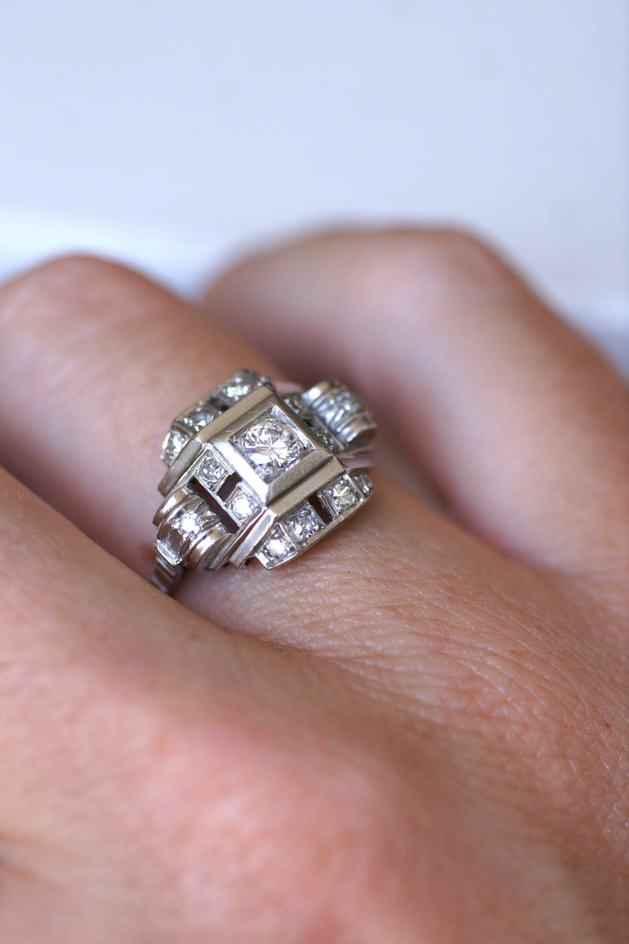 Art Deco Platinum and Diamond Ring - Penelope Gallery