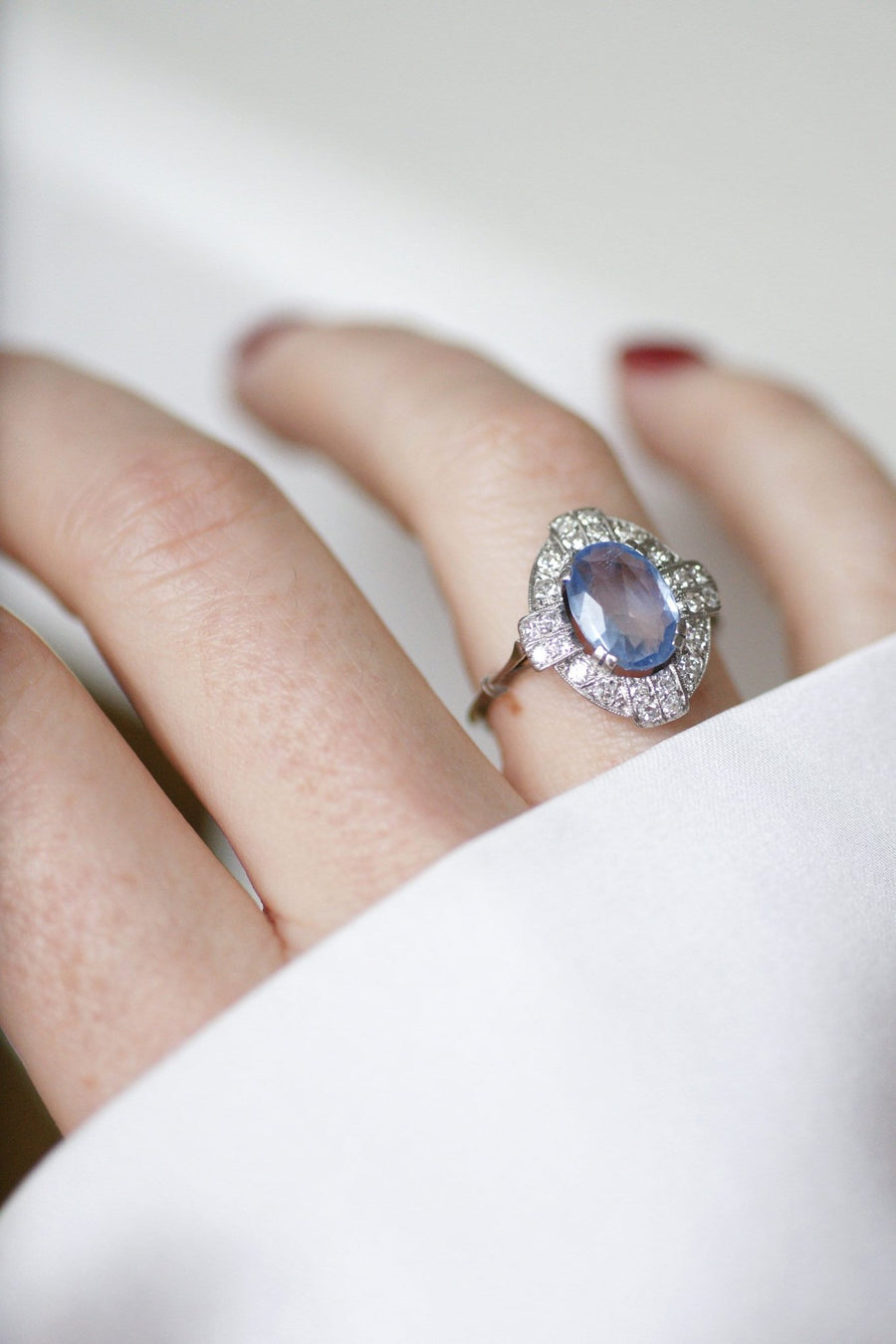 Art Deco Ceylon sapphire and diamond ring - Galerie Pénélope