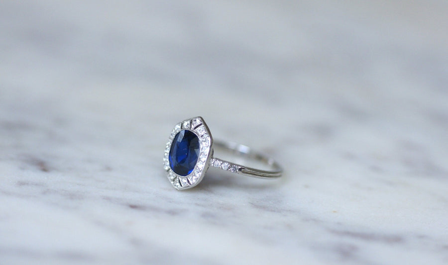 Art Deco sapphire and diamond ring - Penelope Gallery