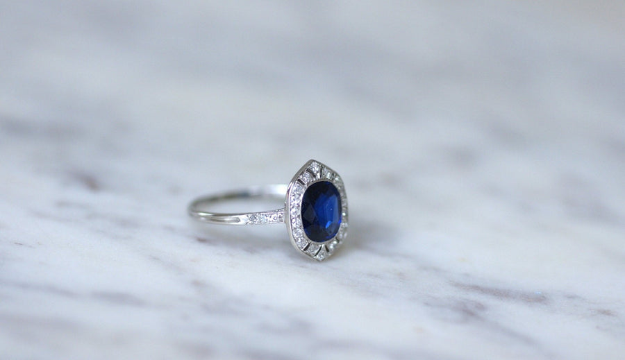 Art Deco sapphire and diamond ring - Penelope Gallery