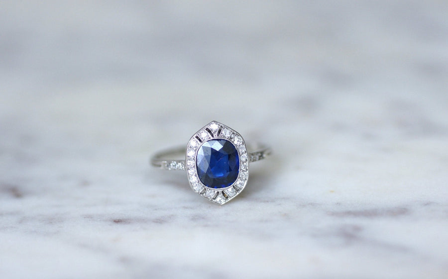 Art Deco sapphire and diamond ring - Penelope Gallery