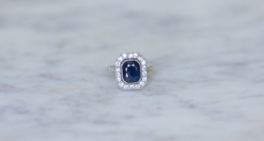 Art Deco Sapphire and Diamond Ring - Galerie Pénélope