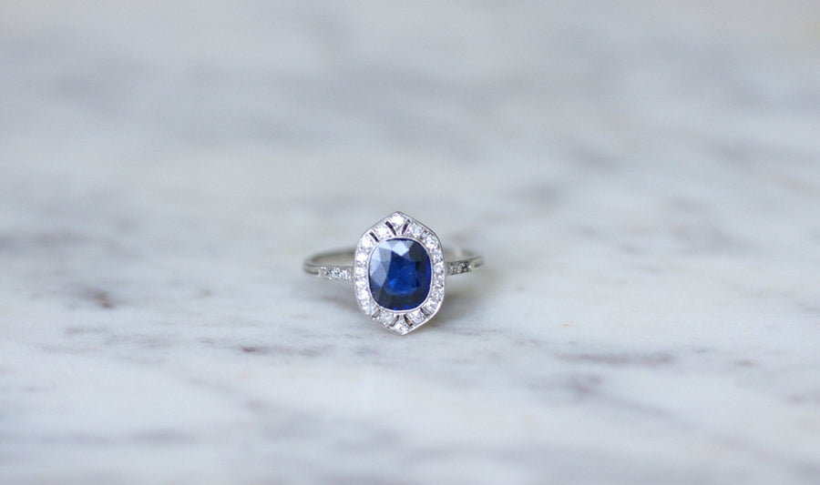 Art Deco sapphire and diamond ring - Penelope Gallery