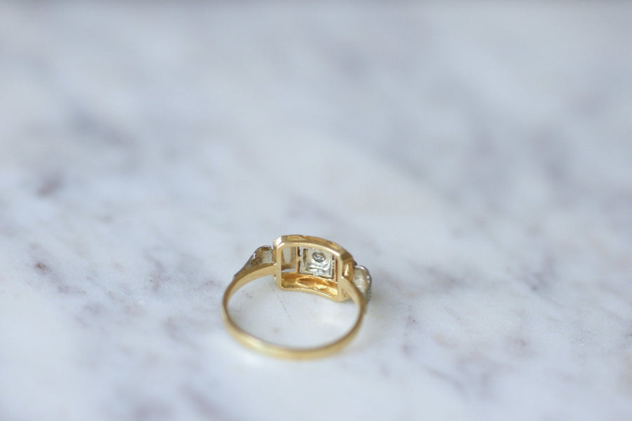 Art Deco three gold and diamond ring - Galerie Pénélope