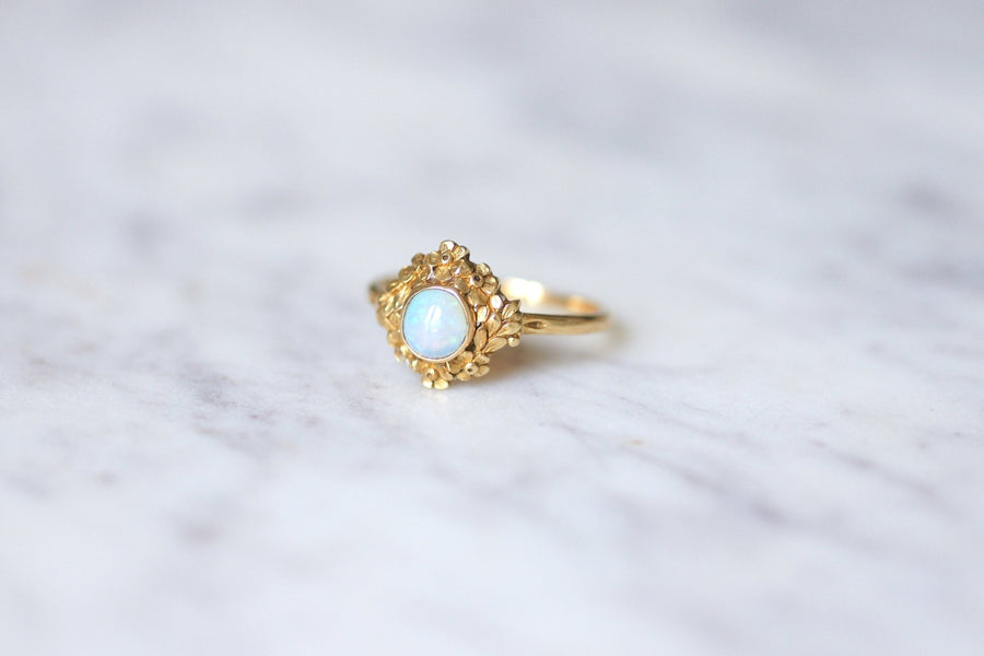 Gold and Opal Art Nouveau Flower Ring - Penelope Gallery