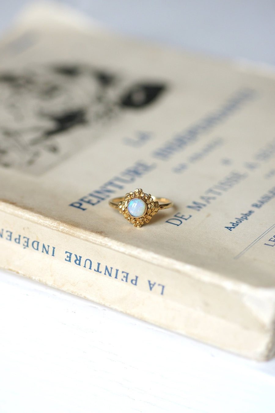 Gold and Opal Art Nouveau Flower Ring - Penelope Gallery
