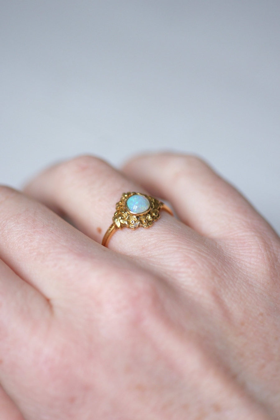 Gold and Opal Art Nouveau Flower Ring - Penelope Gallery