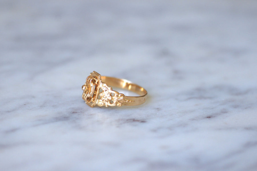 Antique pink gold band ring - Penelope Gallery