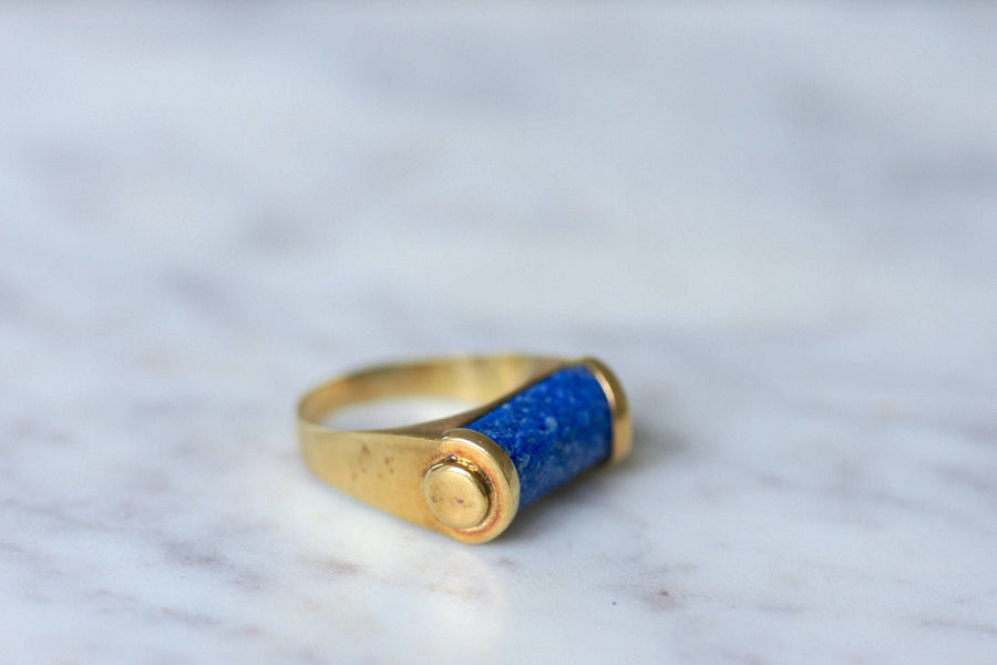 Domed ring modernist style lapis lazuli - Penelope Gallery