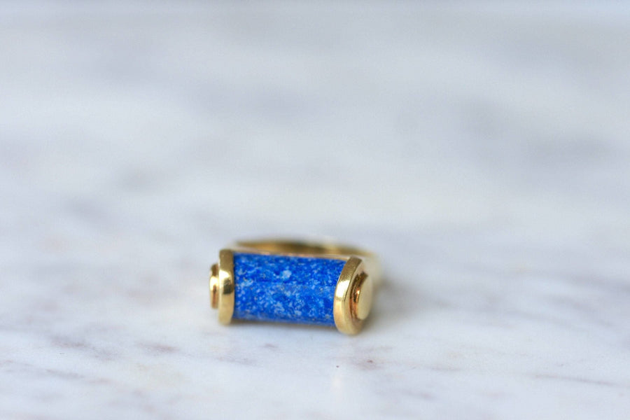 Domed ring modernist style lapis lazuli - Penelope Gallery