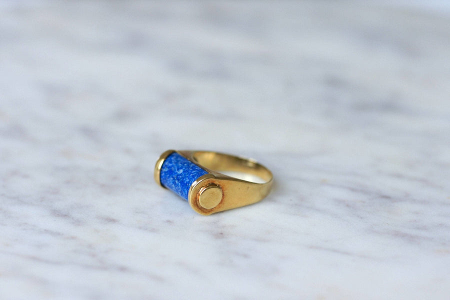 Domed ring modernist style lapis lazuli - Penelope Gallery