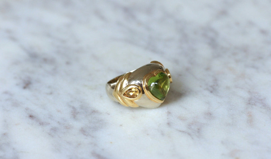 Peridot and citrine heart ring - Penelope Gallery