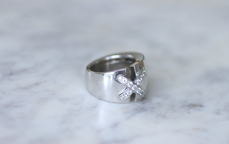 Ring Chaumet Liens croisés XL white gold diamonds - Galerie Pénélope