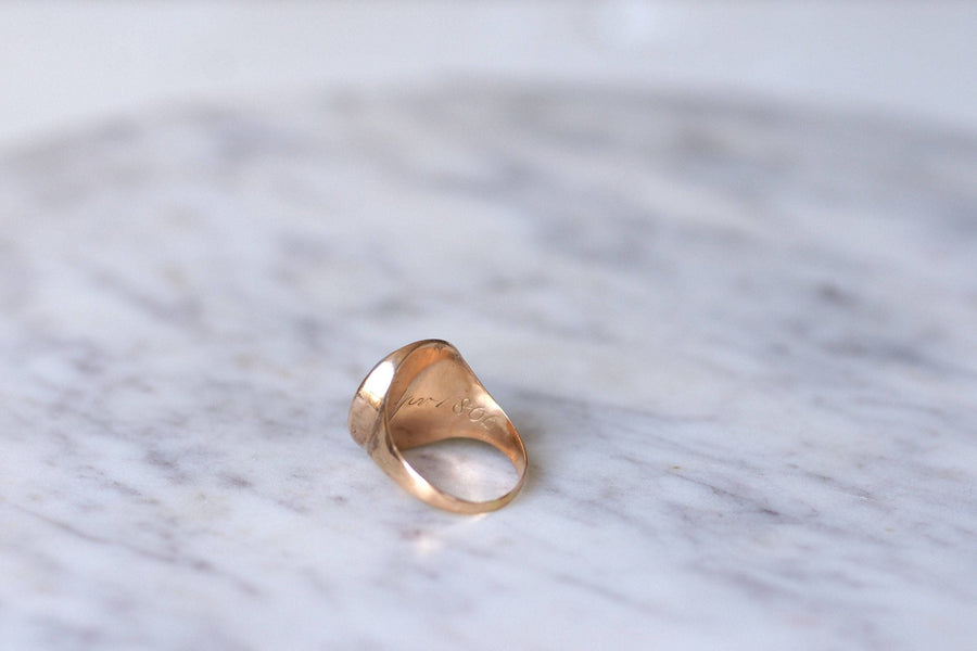 Agate and rose gold signet ring - Penelope Gallery