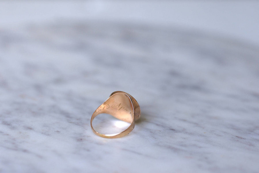 Agate and rose gold signet ring - Penelope Gallery