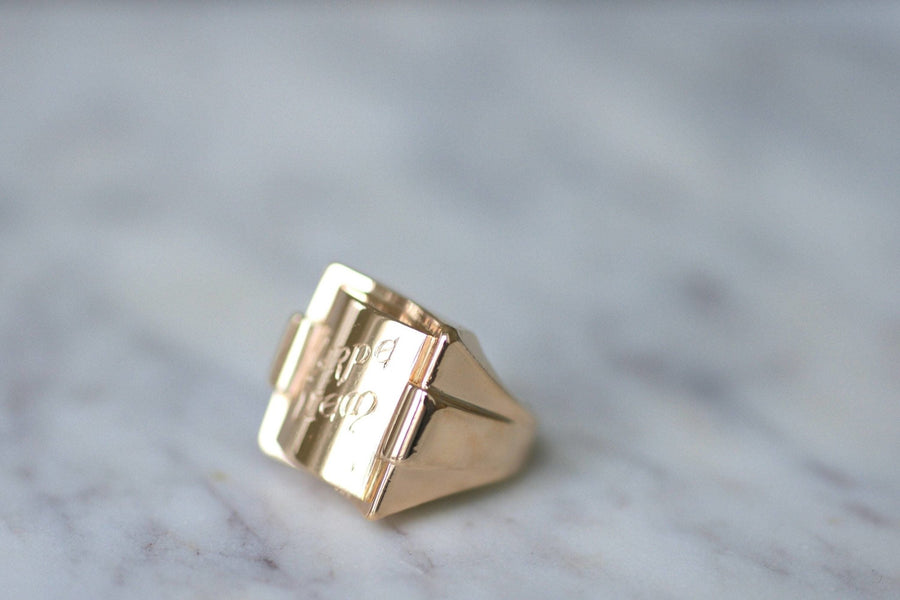 Carpe Diem Tank ring in pink gold Penelope Gallery