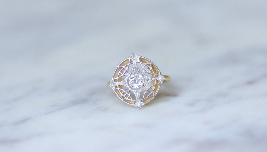 Belle Epoque diamond target ring - Galerie Pénélope