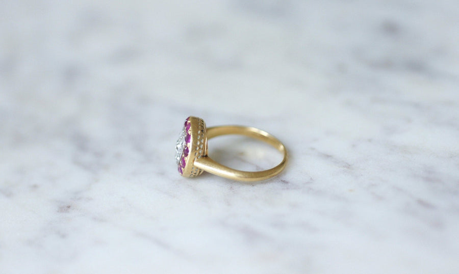 Target ring with diamonds and rubies - Penelope Gallery