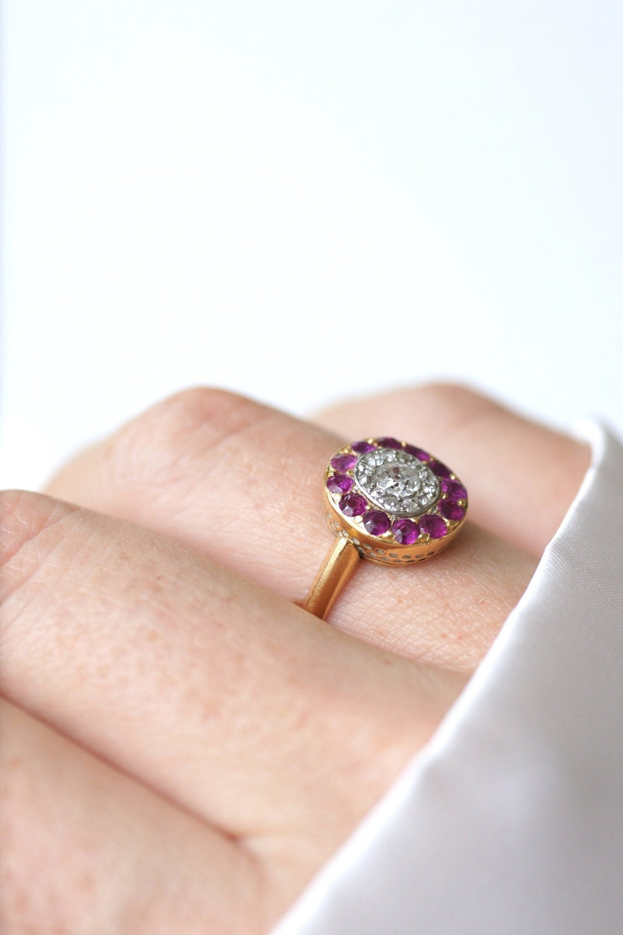 Target ring with diamonds and rubies - Penelope Gallery