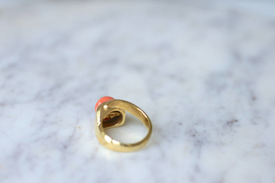 Gold and coral nail ring - Penelope Gallery