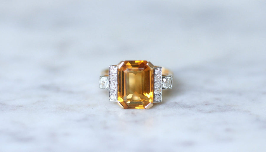 Citrine and diamond cocktail ring - Galerie Pénélope