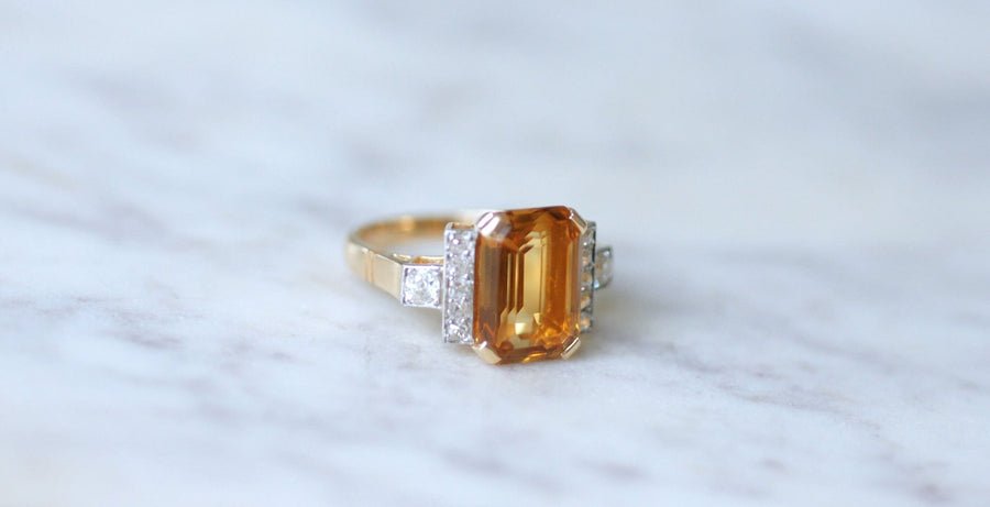 Citrine and diamond cocktail ring - Galerie Pénélope