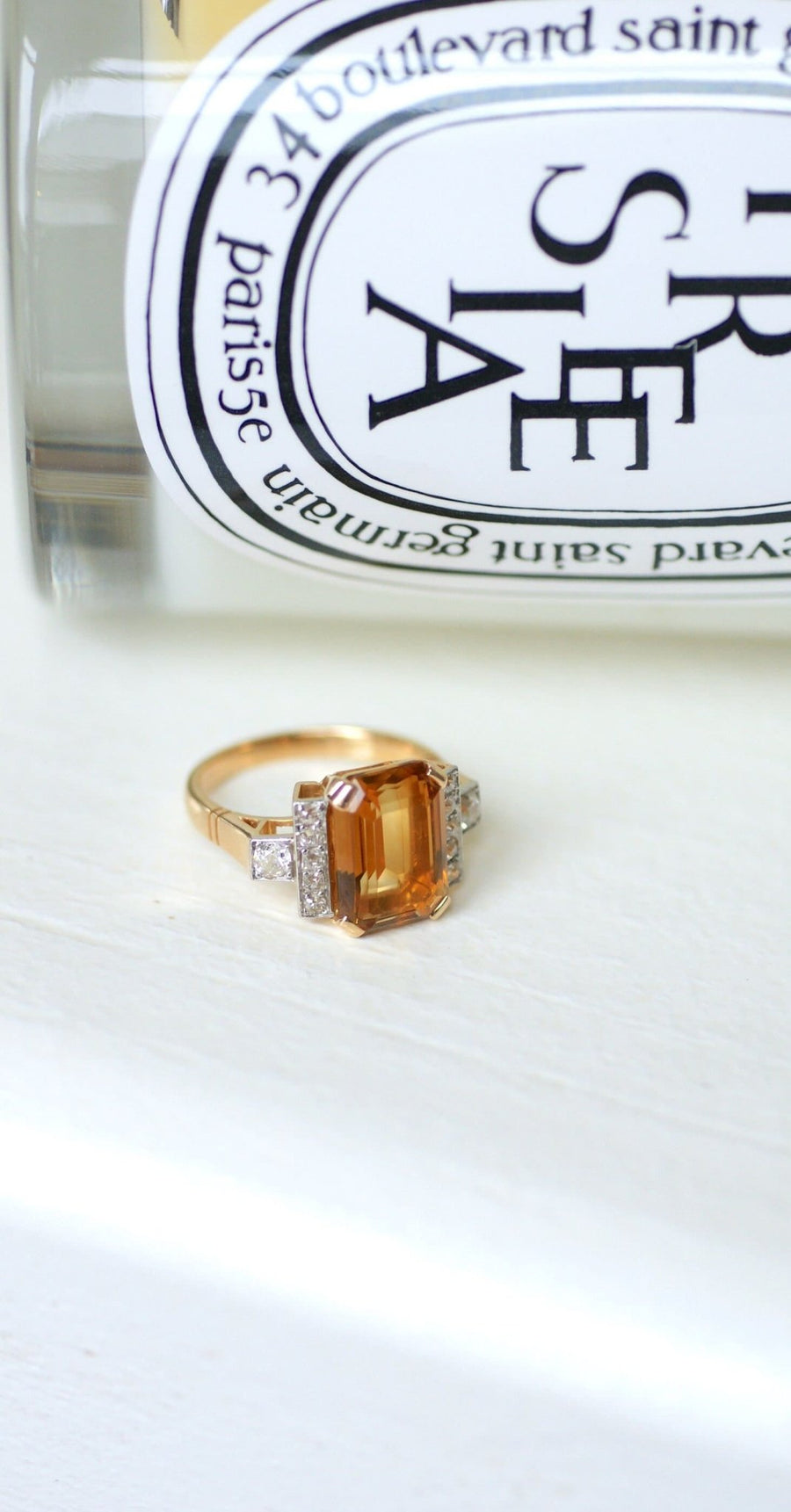 Citrine and diamond cocktail ring - Galerie Pénélope