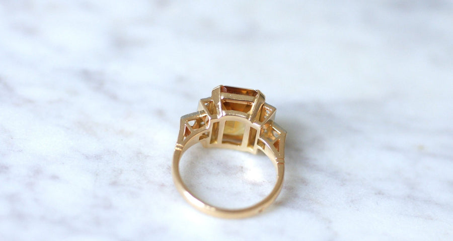 Citrine and diamond cocktail ring - Galerie Pénélope