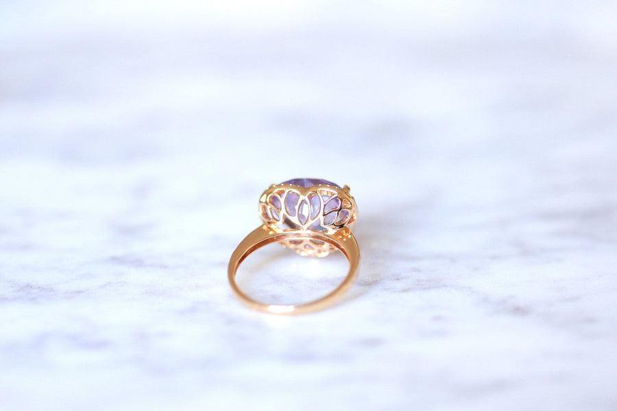 Amethyst heart ring set in diamonds on pink gold - Penelope Gallery