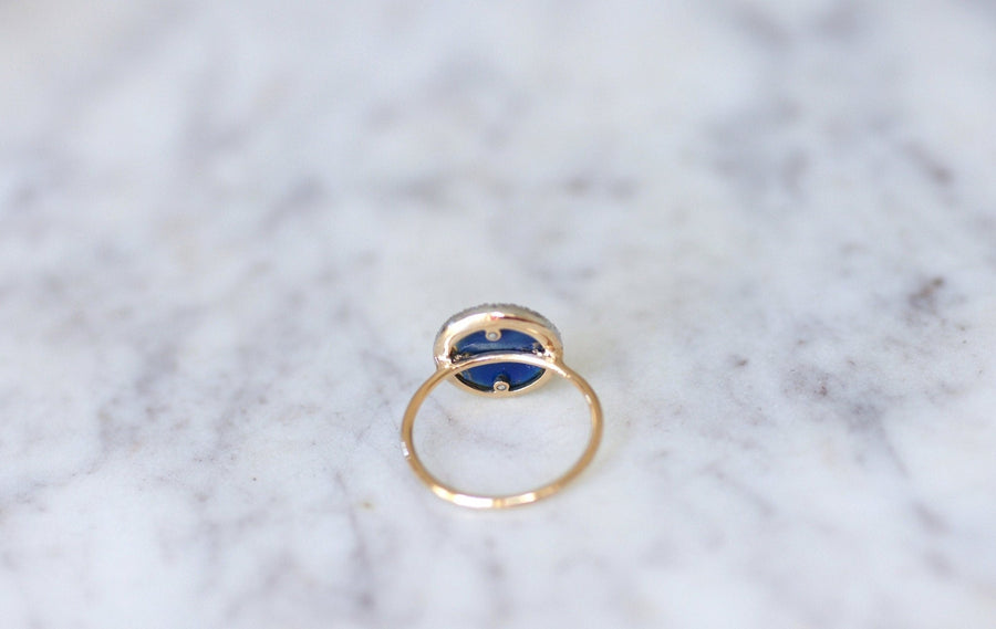 Checkerboard ring, enamel and diamonds on gold and platinum - Penelope Gallery