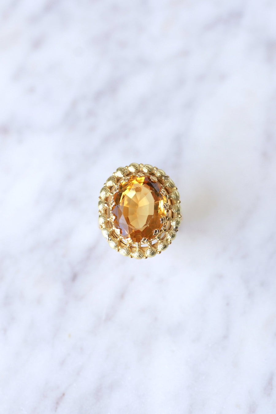 Antique citrine cocktail ring on 18Kt yellow and green gold - Galerie Pénélope