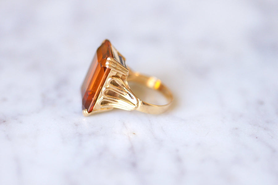 Vintage 17 Cts Madeira citrine cocktail ring on 18Kt yellow gold - Galerie Pénélope