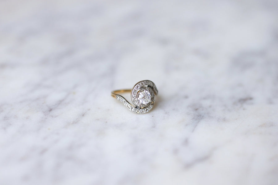 Antique Tourbillon engagement ring, gold and diamonds - Galerie Pénélope
