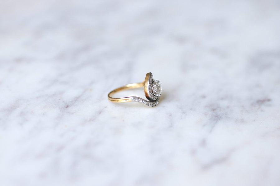 Antique Tourbillon engagement ring, gold and diamonds - Galerie Pénélope